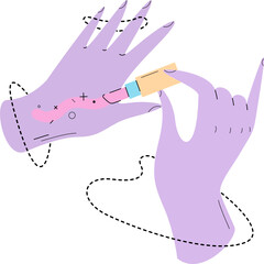 Obraz na płótnie Canvas Make-up hands and lipstick illustration