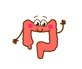 Intestines on a white background. Cartoon. Vector illustration.
