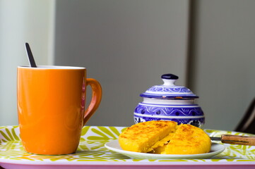 Making of arepas for breakfast, isolated, 