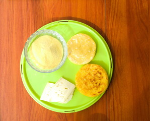 Making of arepas for breakfast, isolated, 