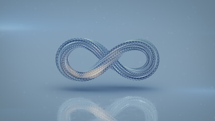 Blue lemniscate mathematical sign 3D rendering illustration