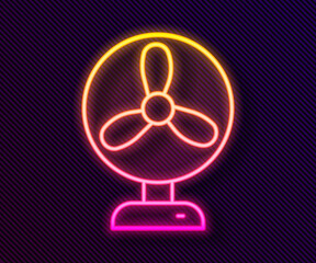 Glowing neon line Electric fan icon isolated on black background. Vector