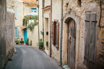 Fototapeta na wymiar beautiful narrow street in old town in Cyprus 