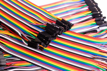 Set of multicolored wires isolated on white background