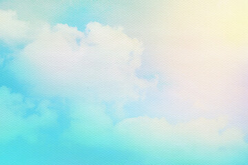 cloudy sky with gradient pastel color nature abstract background on the texture of the watercolor painting paper