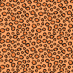 Leopard or Cheetah skin vector seamless pattern. Wild animal print design.