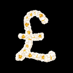 The pound sign made up of airy popcorn. Vector illustration.