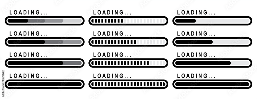 Poster loading icons set. load. load bar collection. loading icons on white background.