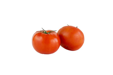 Red tomatoes isolated on a white background.
