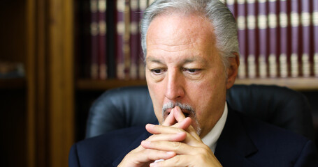 Portrait of a thoughtful manager in his office