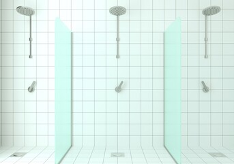 Modern bright white glass shower room