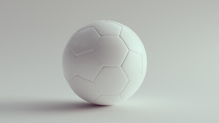 White Association Football Soccer Ball Clean Leather Mockup Hexagons Pentagons Faces 3d illustration render