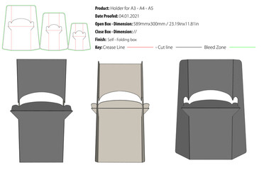 Pedestal display easel chevalet holder for product A3 - A4 - A5 packaging design template die cut - vector