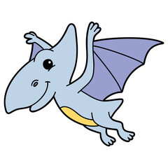 Vector educational illustration of cute cartoon dinosaur character for children and scrap book