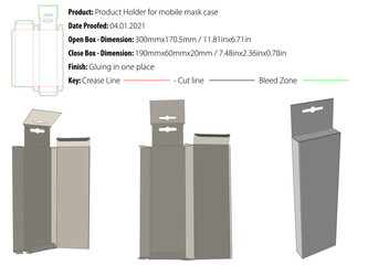 Product Holder for smartphone case packaging design template gluing in one place die cut - vector