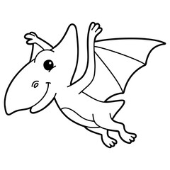 Vector illustration coloring page with cartoon dinosaur for children, coloring and scrap book, printable
