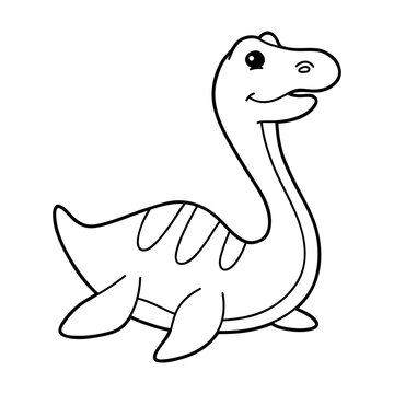 Vector illustration coloring page with cartoon dinosaur for children, coloring and scrap book, printable
