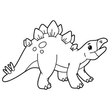 Vector illustration coloring page with cartoon dinosaur for children, coloring and scrap book, printable
