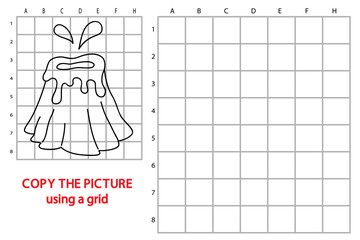 Vector illustration of grid copy educational puzzle game with  cartoon volcano for children © boyusya