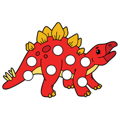 Vector digital educational game with cartoon dinosaur character for toddlers:  patches or dot marker pages