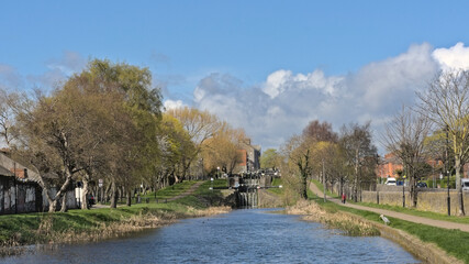 Dublin canal on a sunny spring day