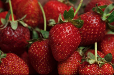 Ripe red strawberries close up