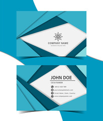 Fototapeta premium Cyan color geometric shapes style business or visiting card template design.