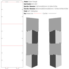 Totem Triangle POS Floor Display packaging design template selffold die cut - vector