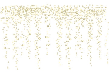 Fizzy sparkles in realistic effervescent champagne drink, soda effect, clean oxygen, beer, or gas.