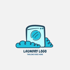 Laundry logo template design vector or wash service room. Vector illustration.