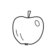Apple in doodle style in black color. Simple vector illustration. Perfect as a decoration, logo or label for a cafe or grocery store