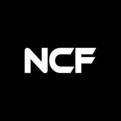 NCF letter logo design with black background in illustrator, vector logo modern alphabet font overlap style. calligraphy designs for logo, Poster, Invitation, etc.
