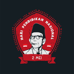 Hari Pendidikan Nasional 2 Mei, Translation: May 2, happy national education day of indonesia. vector illustration.