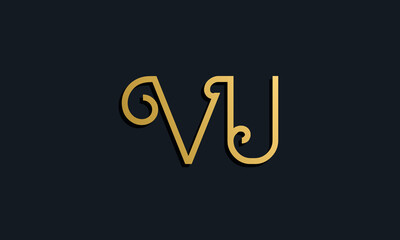 Luxury fashion initial letter VU logo.