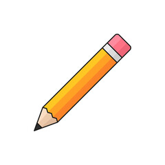 Pencil isolated on a white background. The concept of writing, drawing and studying. Vector illustration