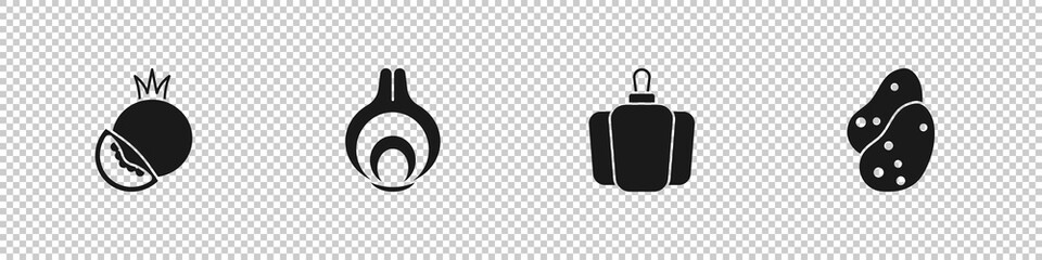 Set Tomato, Onion, Bell pepper and Potato icon. Vector