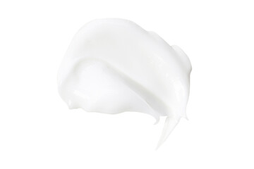 White cosmetic cream lotion swipe isolated on white background. Makeup foundation swatch smear smudge. BB, CC cream texture