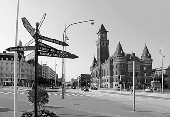 Helsingborg with Its stunning City Hall, Scania County, Sweden in Monochrome 