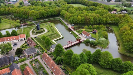 The little village of Bourtange in the Netherlands. Bourtange is a typical Dutch fortified village. 