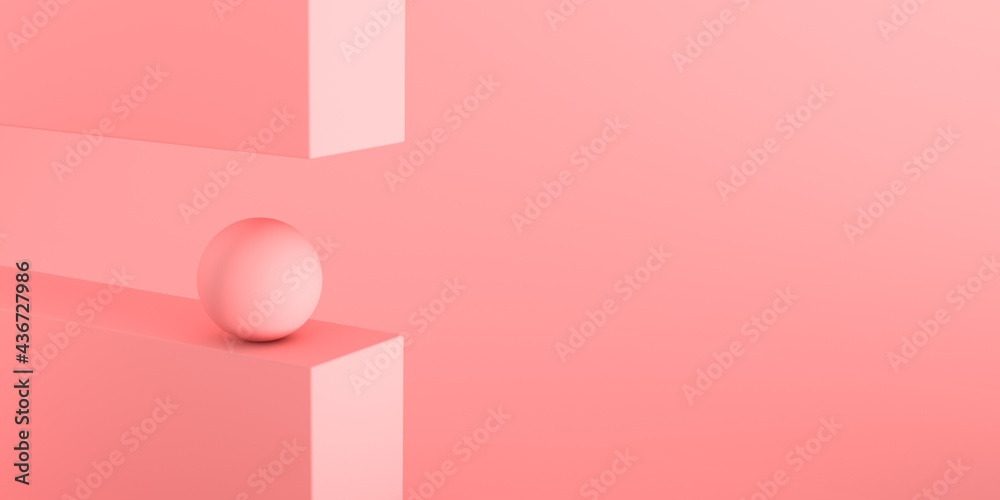 Wall mural 3D render of spheres and blocks