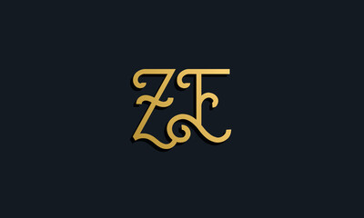 Luxury fashion initial letter ZE logo.