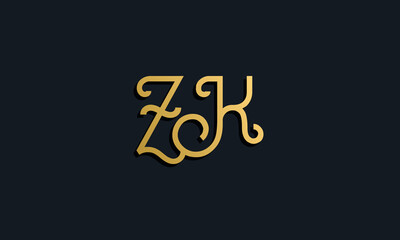 Luxury fashion initial letter ZK logo.