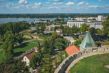 Fototapeta na wymiar Danube River viewed from Belgrade Fortress in Belgrade, Serbia