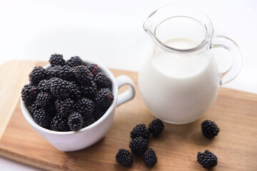 yogurt and fresh blackberries 