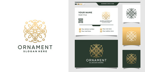 Fototapeta na wymiar Ornament floral logo design template and business card design. Premium Vector
