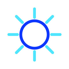 Two-color thin line sun vector icon illustration on a white background.  Royalty-free and fully editable.