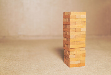 Janga wooden box. An imbalance. destruction of blocks. Mistake. Entertainment activities. A game of physical and mental skill.