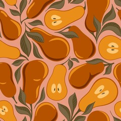 PINK SEAMLESS PATTERN WITH PEARS IN VECTOR