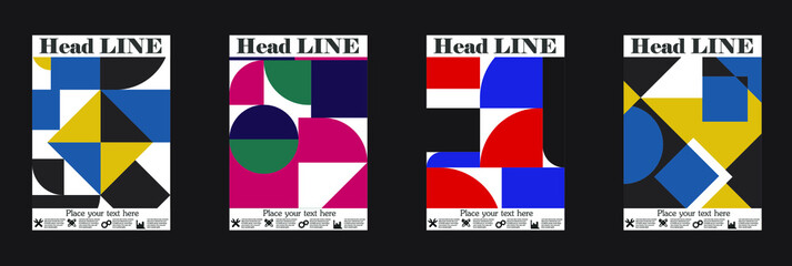 Retro geometric covers design. Eps10 vector