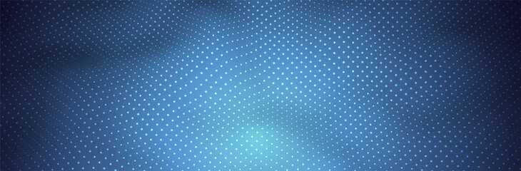 Abstract Blue Background. Dotted pattern. Virtual computer Landscape. Technology style Dots. Sci-fi  surface. Banner or presentation template. Vector illustration